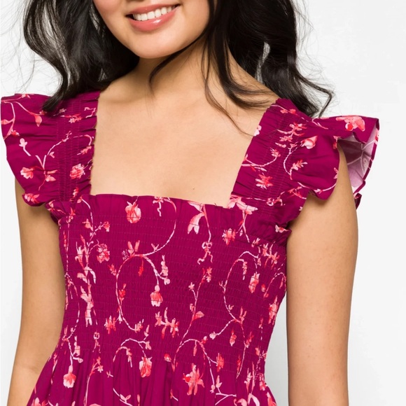 Hill House Ellie Nap Dress in Burgundy Botanical print size M - Picture 8 of 8